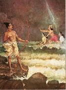 Sri Rama Vanquishing the Sea Raja Ravi Varma